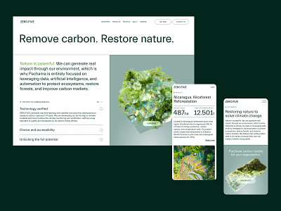 Zero.Five | AI meets carbon monitoring | Webdesign Concept ai carbon futuristic nature technology webdesign