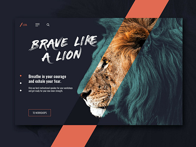 Lion Web Design adobexd dailyui design lion typography ui ux web webdesign website