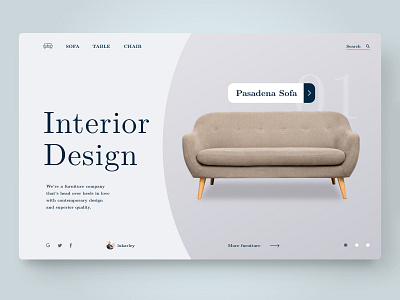 Interior Web Design adobexd e commerce homepage interior design interiors landingpage marketing minimal online shop online shopping online store product product design product landing page product page sofa style theme