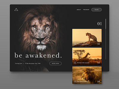 be awakened | Webdesign adobexd concept creative dailyui design lion safari typeface ui uidesign uiux webconcept webdesign