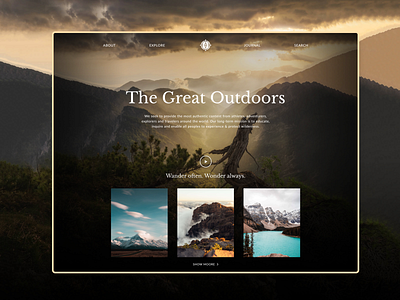 The Great Outdoors | Webdesign adobexd concept explore landscape nature outdoor outdoors photography photoshop travel ui webdesign