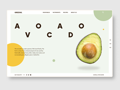 AVOCADO | Webdesign avocado clean design food interface typography ui vegetables web webdesign webdesigner