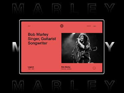 Bob Marley Webdesign Concept adobexd bob marley concept ui uiux webconcept webdesign website