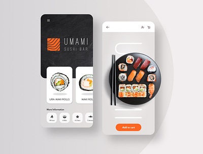 Umami Sushi Bar | Mobile Design app design app food best shot ecommerce design food inspiration interaction ios minimalistic restaurant sushi sushi roll ui ui design