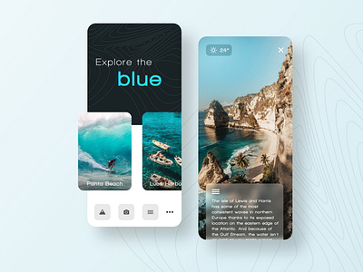 Explore the blue | Mobile Design beach blue explore mobile design mobile ui mobile uiux surface surfing travel uidesign uiux