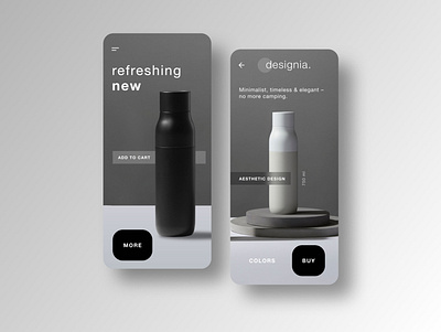 designia. | Minimal Product Mobile Design app bottle ecommerce ecommerce shop marketing minimal minimalist mobile mobile app mobile ui shop ui