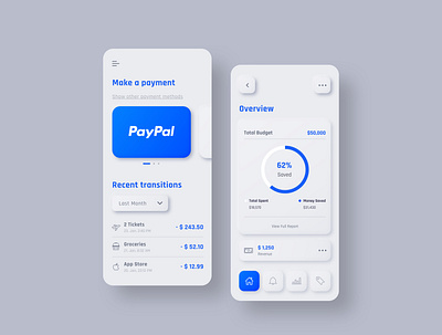 Skeumorphism Payment App UI adobexd minimal mobile payment paypal skeumorphic skeumorphism ui uiux