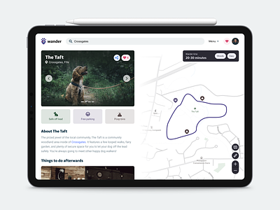 Wander 🐶 design dog interface map minimal simple ui user experience ux walk walking