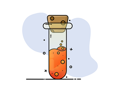 Chemistry test tube with some sizzling solutions.