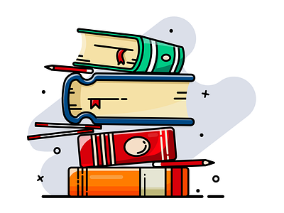 A Stack of books! app art brand clean design flat graphic design icon illustration illustrator ios logo minimal stroke icon stroke illustration ui ux vector web website