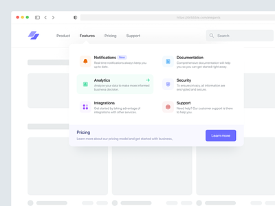 Light Navigation bootstrap dropdown dropdown menu icon design light megamenu menu minimal nav navbar navigation tailwind css ui design user interface web design web navigation