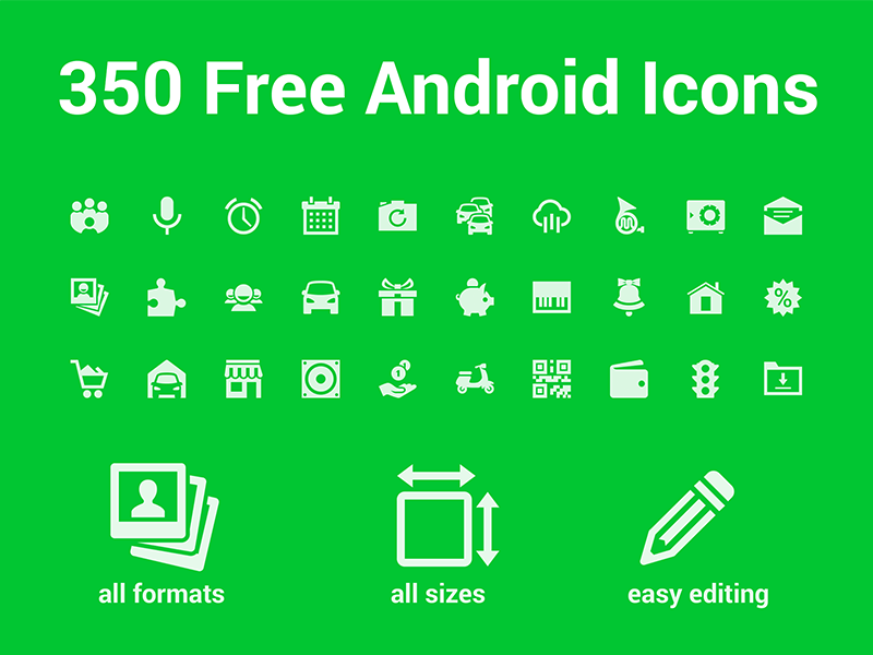 350 Free Android Icons ai android eps flat free freebie icon icons pack psd set vector