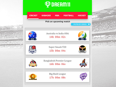 Dream11 App Redesign adobe android app application design graphic graphics mobile photoshop redesign smartphone sport ui