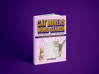 Cat Lovers Word Search Book Cover Design 3d animation branding cover book cover design depression design flat graphic design illustration logo ui vector
