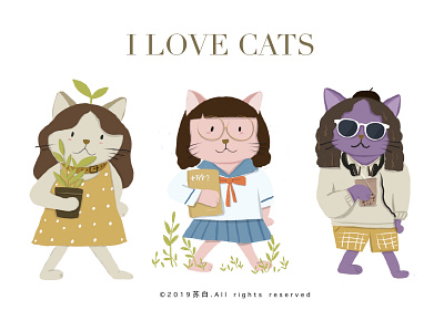 I love cats branding design draw illustration illustration app illustration art banner design typography ui