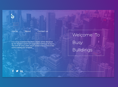 Busy Buildings adobe xd blue and purple design landingpage