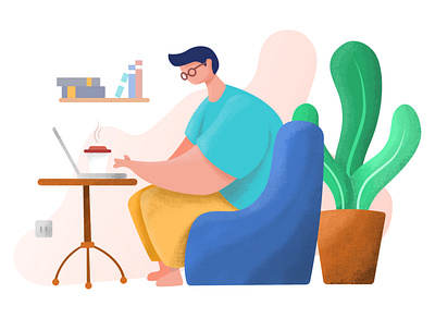 Work from Home Flat Illustration app apple branding design flat illustration flatdesign illustration ios mobile ui uidesign vector