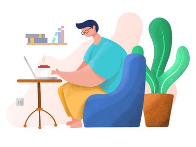 Work from Home Flat Illustration