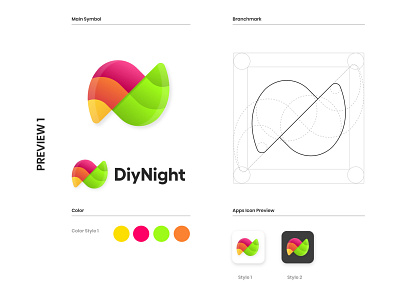 Diy Night App Logo Design Concept app app icon colorfull colorfullogo design illustration logo logo design logo designs