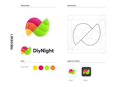 Diy Night App Logo Design Concept