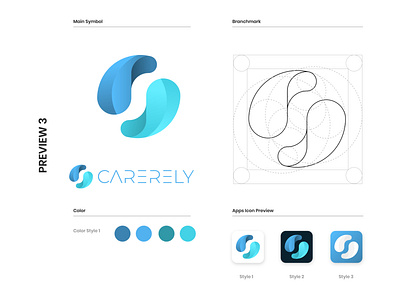 Carerely App Logo Concept blues branding design illustration logo logo design logo designer minimalist logo vector
