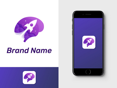 Brain and Rocket App Icon Design Idea