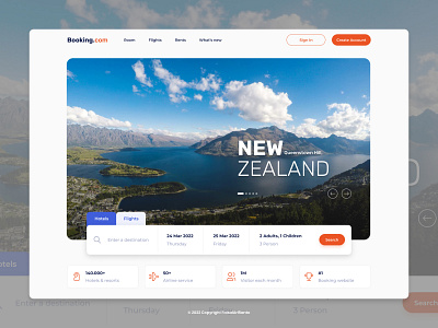 Booking.com UI Web Design Concept blue design figma orange ui uidesign uidesigner uiux userinterface ux wendesign