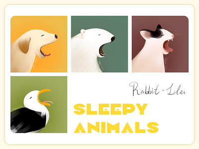 Sleepy animals animals illustration 手绘 插画练习