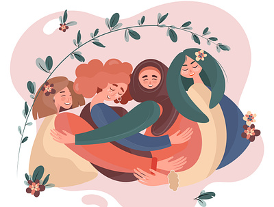 The unification of women of all nations. Unity and happiness charachters creative design flat flat design girl character happiness illustration ui kit unity vector women