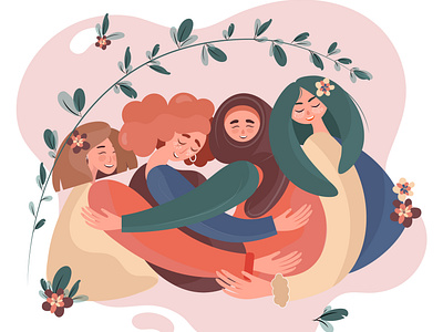 The unification of women of all nations. Unity and happiness charachters creative design flat flat design girl character happiness illustration ui kit unity vector women