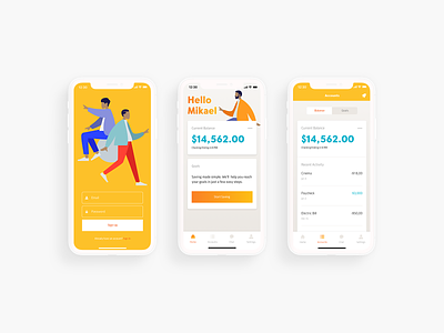Simple Banking App app app design bank bank app banking app finance finance app minimal mobile design saving saving app savings savings app ui ui design visual ui