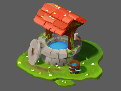 The concept old well 3d art art casual game cg colorful art concept concept art illustration