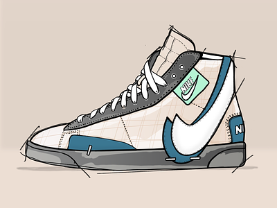 Nike Blazer design draw fashion art illustration mode shoes