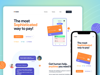 VAZO : Landing page design card fintech landingpage payment ui