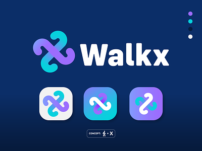 Walkx Logo Concept art branding design flat icon illustrator logo minimal typography vector