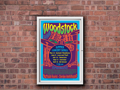 Poster for Woodstock Summer Concert Series design illustration poster typography vector