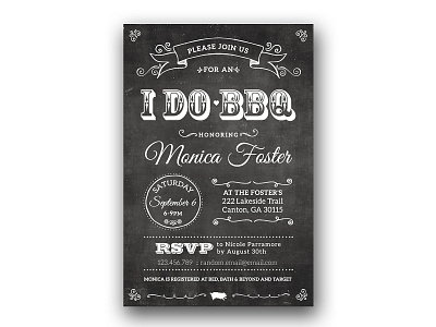 Chalkboard Bridal Shower Invitation adobe indesign chalkboard design invitation layout print print design typography wedding invitation