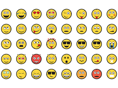 Smiley Icons app art artwork clean design emoticons flat icon illustration ios logo smiley typography ui ux vector