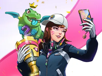 DVA&Baby Dragon clash royale drawing fanart game art illustration overwatch