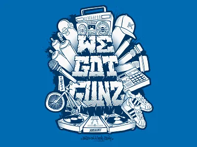 Krack x WeGotGunz apparel bmx boombox graffiti guru hiphop koma koma studio krack mpc turntables urban