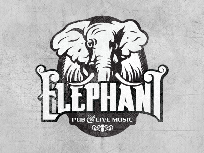 Elephant Pub & Live Music bw elephant logo nightclub pub