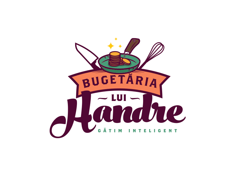 Bugetaria lui Handre (WIP) / 2 versions affordable cooking identity koma koma studio logo show work in progress