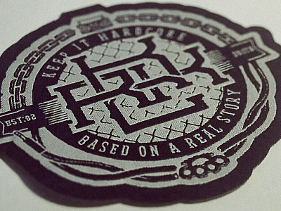 "Keep It Hardcore" Patch apparel badge brand koma koma studio krack lettering monogram patch streetwear typography