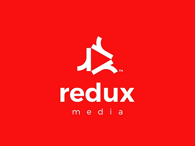 Redux media app branding design icon identity logo logomark minimalist play button video videography workmark