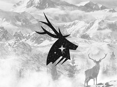 Alaska animal deer illustration logo logomark mountain stars