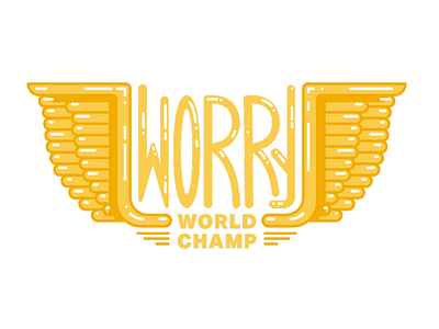 Worry World Champs badge illustration letter shiny sticker trophy type