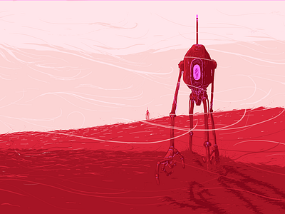 Duststalker—Finished adventure desert draw drawing illustration mars planet robot sketch space walk