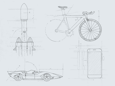 Schematic Illustrations blueprint drawing illustration ink schematic sketch