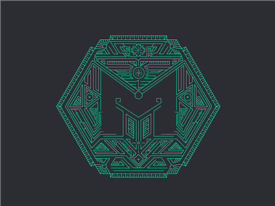 Mojo Motherboard border geometric illustration line type vector