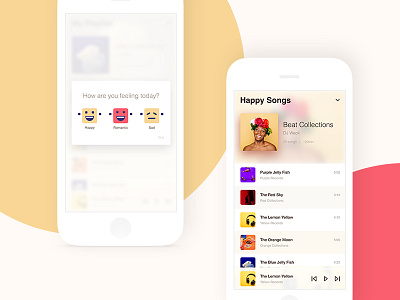 Emotion Music Player app minimal mobile music player sleek smiley song ui ux